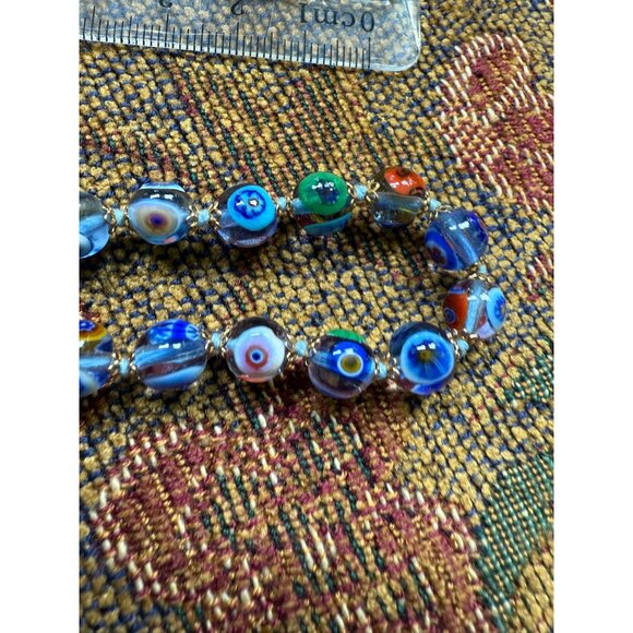 Handcrafted Venetian Glass Bead Necklace With Vibrant Multicolor & Gold-Tone - Picture 9 of 9
